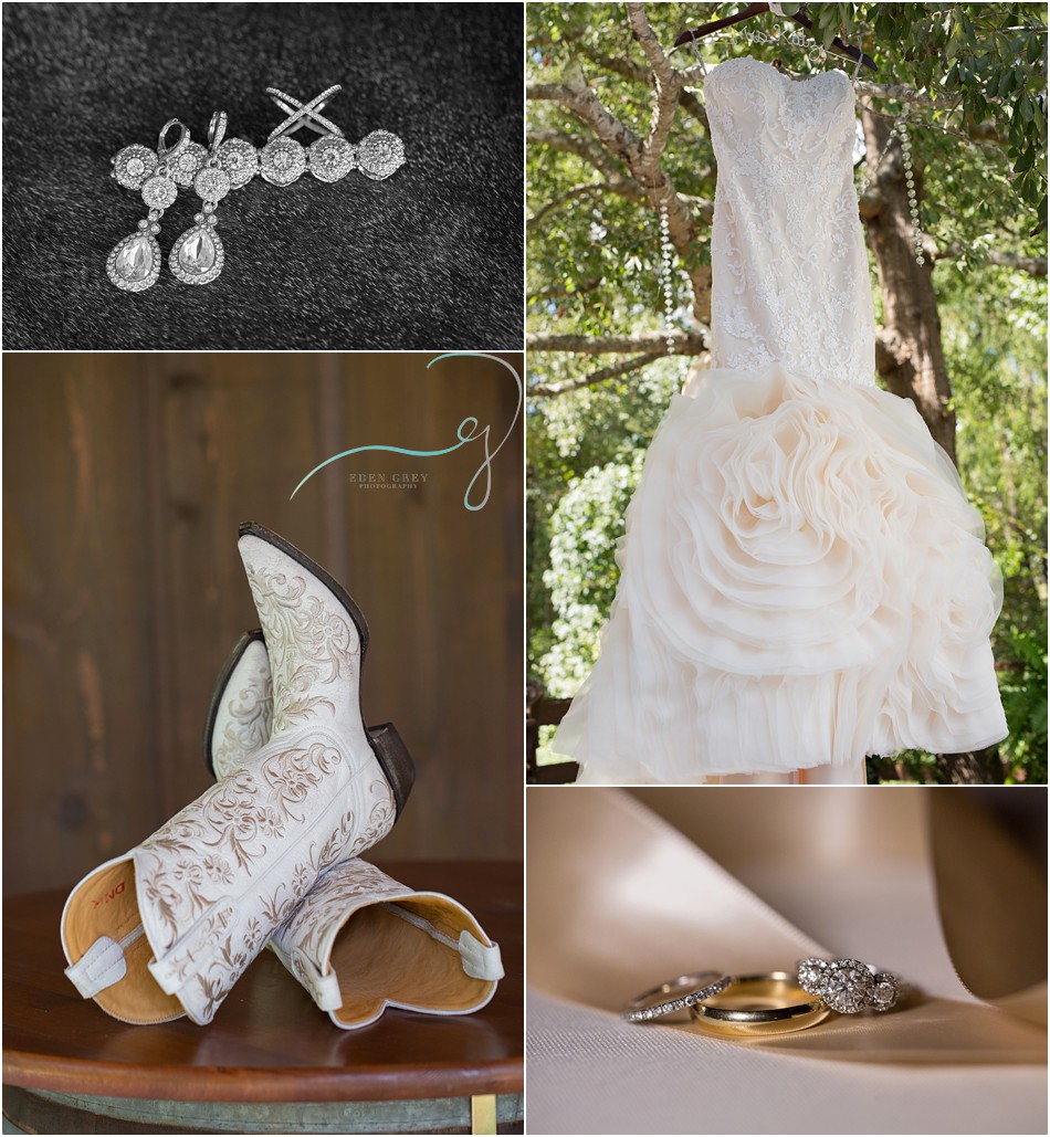 Wedding details, white wedding boots and bling